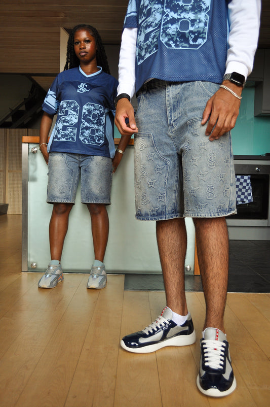 “Monogram” Blue Denim Jorts