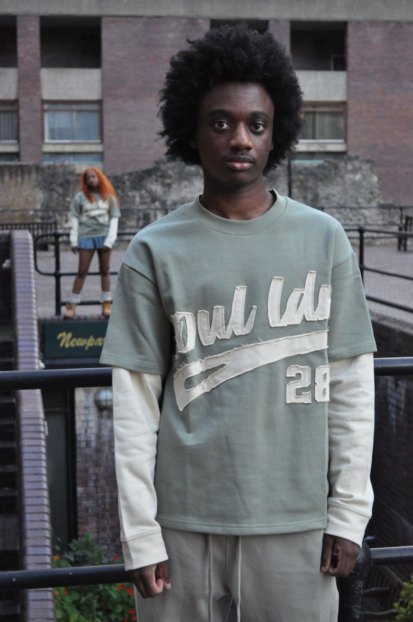 "SOUL LDN 28" Olive Green Double Layered T-shirt